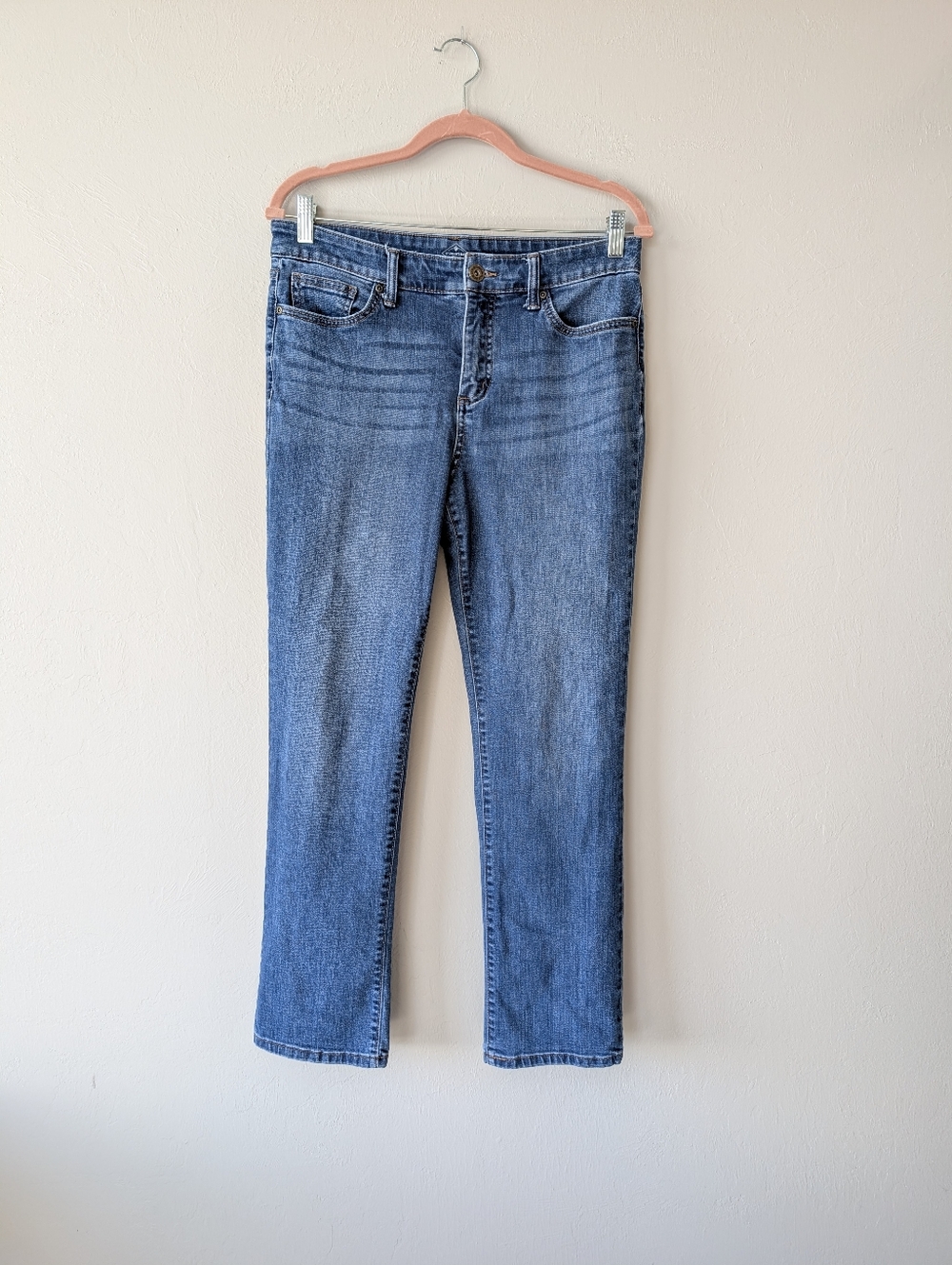 St. John’s Bay Blue Straight-Leg Jeans Cotton Blend Size 10S 32x27